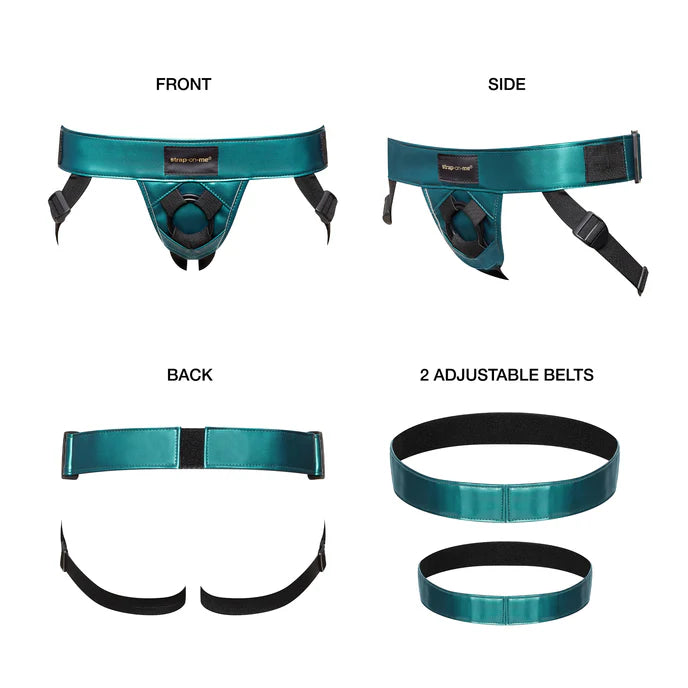 Strap-On-Me Curious Leatherette Harness Metallic Green