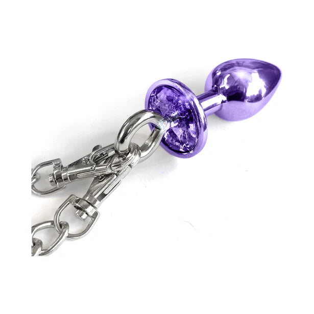 Plug Furro Nixie Metal Butt Plug & Furry Handcuff Set Medium Purple Metallic ...