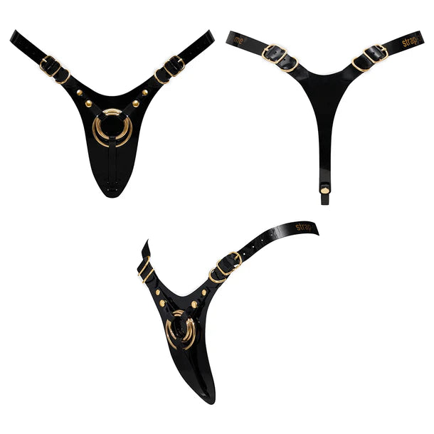 Strap-On-Me Leatherette Harness Fabulous One Size Black Glossy