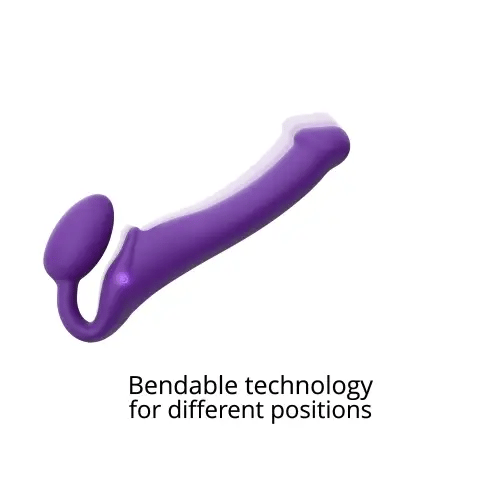 Strap-On-Me Rechargeable Remote-Controlled Silicone Vibrating Bendable Strap-On Purple L